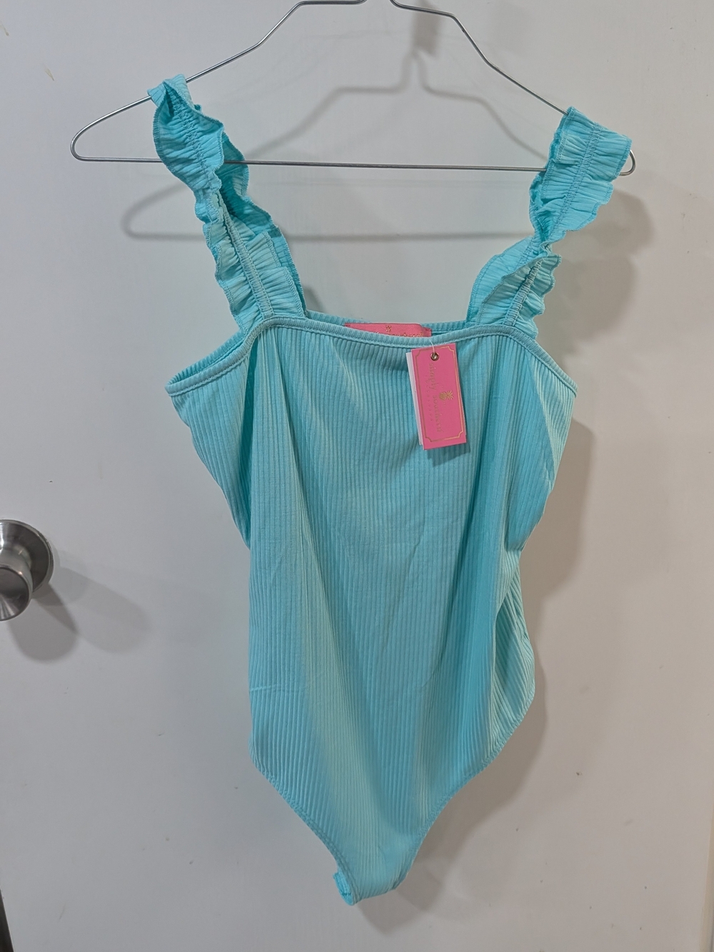 Simply Southern Mint Ribbed Top with Pineapple Charm